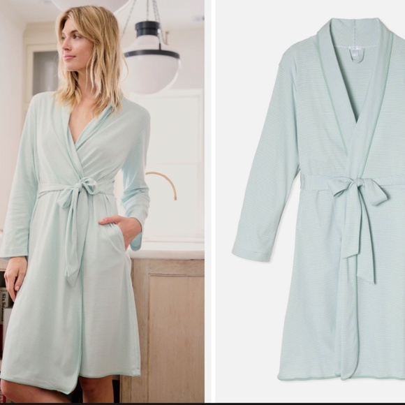 Lake Pajamas Pima Robe in Parisian Green XXS - Picture 3 of 5